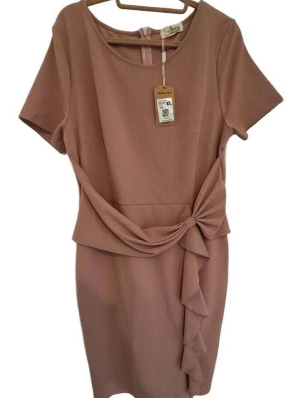Aisize Vintage Redefined Women's Ruffle Draped Short Sleeve Bodycon Cocktail Kne